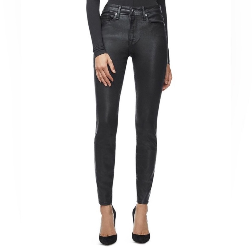 Good American Black Waxed Jeans
